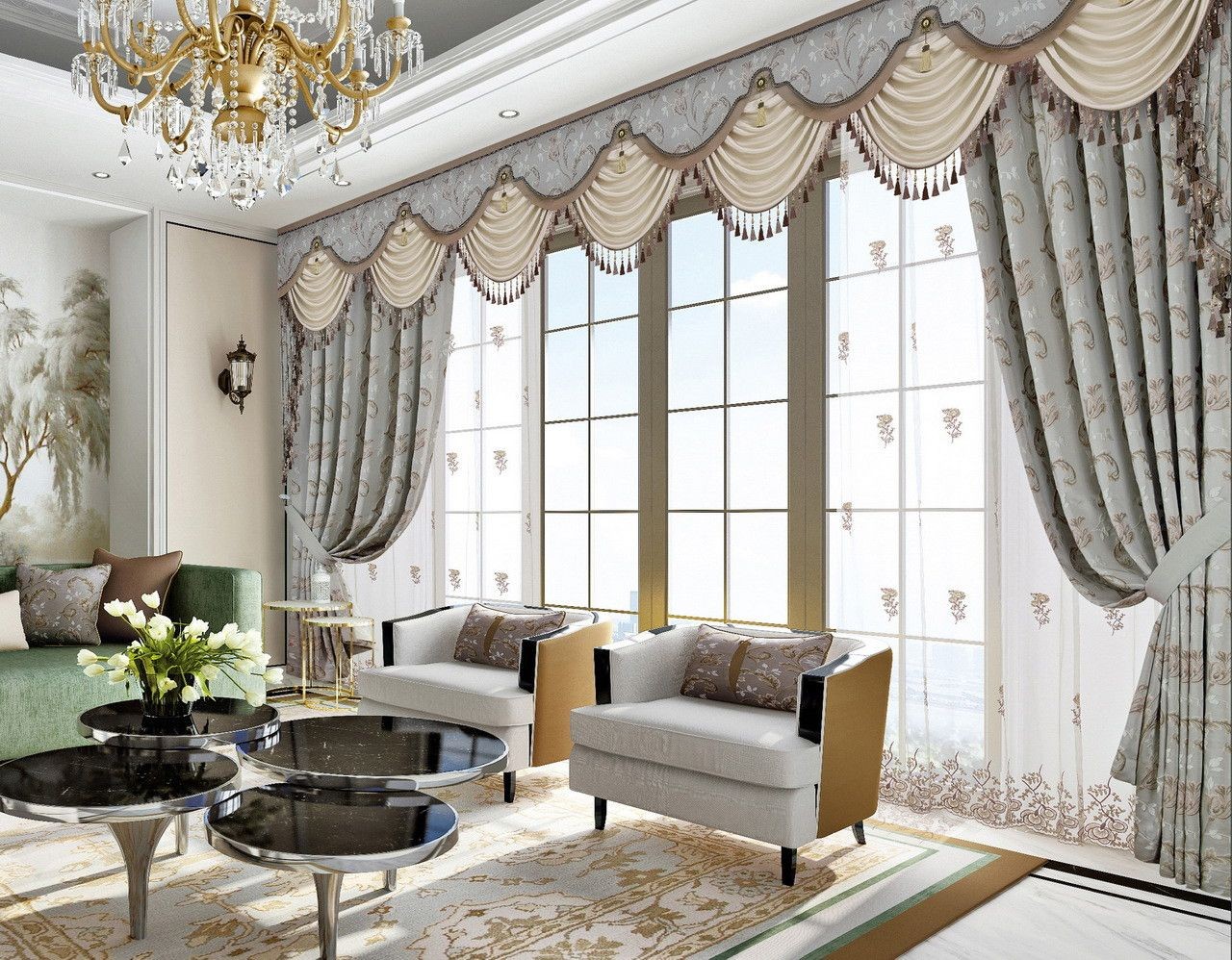 Graceful Allure: Swag Valance - Decorative Window Treatment, Sophisticated Style